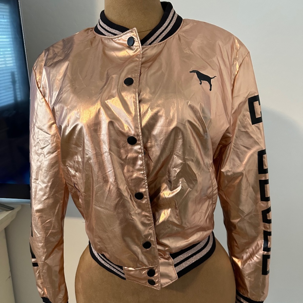 PINK Rose Gold Bomber Jacket